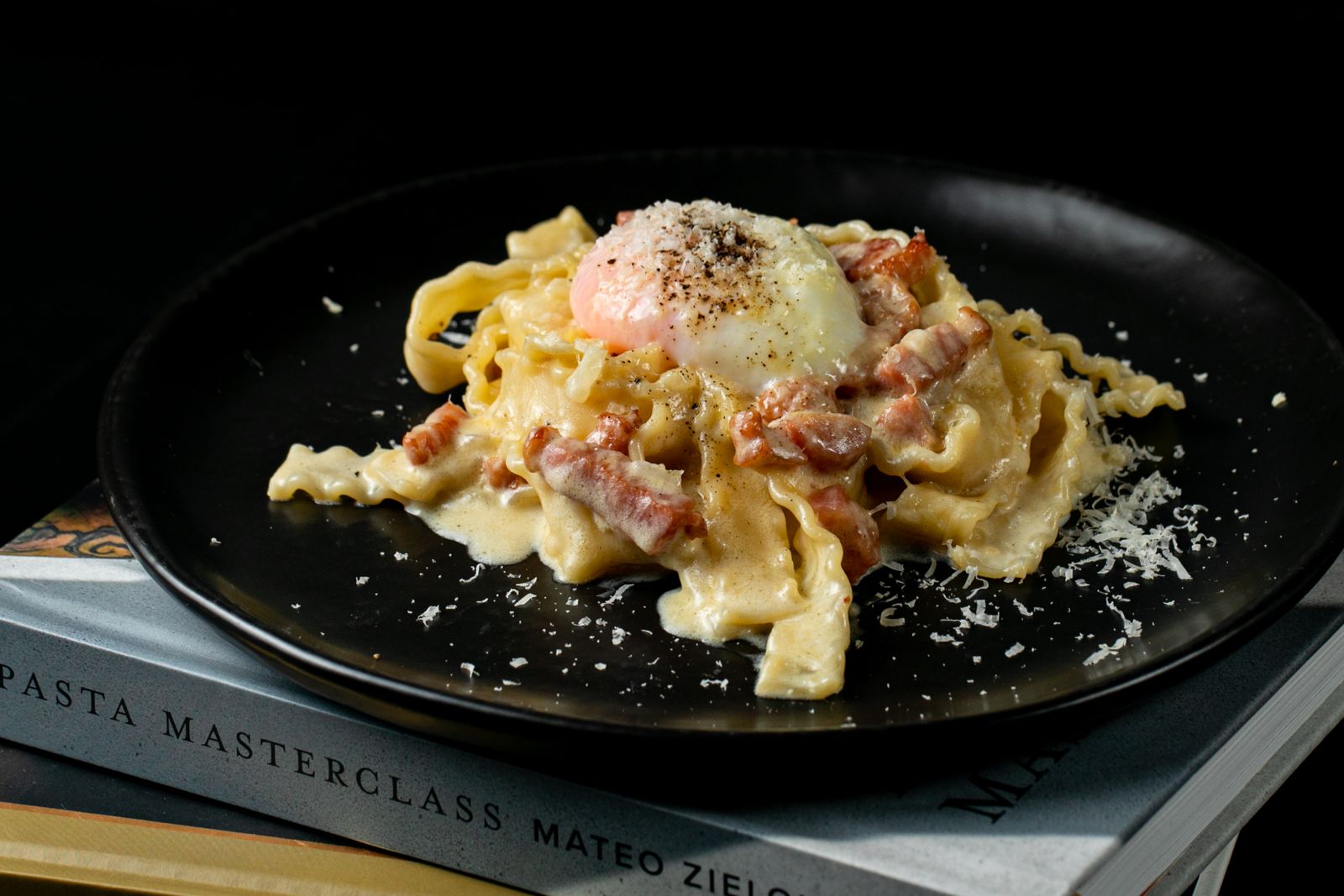 Smoked Duck Carbonara with sous vide egg